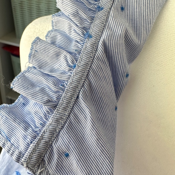 Talbots | Blue Stripe + Clipped Swiss Dot sleeveless blouse size Small Petite - Picture 6 of 12